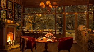 4K Cozy Coffee Shop ☕ Smooth Piano Jazz Music for Relaxing Studying Sleeping [upl. by Whitten900]