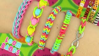 How to Make Loom Bands 5 Easy Rainbow Loom Bracelet Designs without a Loom  Rubber band Bracelets [upl. by Etiuqram356]