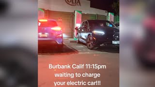 Insane Waiting Line To Charge electric Cars In California [upl. by Aihsatsan]