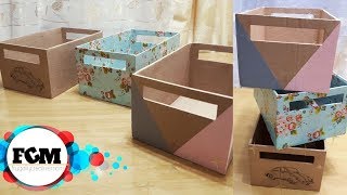 3 EASY AND SIMPLE WAY TO DECORATE STORAGE BOX l DIY CARDBOARD STORAGE BINS l ORGANIZER [upl. by Placeeda]