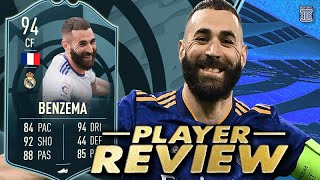 94 LA LIGA PLAYER OF THE MONTH BENZEMA REVIEW POTM BENZEMA  FIFA 22 ULTIMATE TEAM [upl. by Nurse]