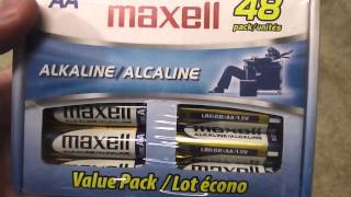 Maxell 723443 LR6 AA Cell 48 Pack Box Battery Review [upl. by Anyrtak371]