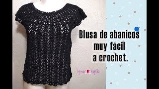 BLUSA DE ABANICOS MUY FÁCIL A CROCHET Tejiendo con angélika [upl. by Robi]