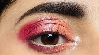 Pink eye makeup with yellow glitter  Pink amp Yellow Glitter Cut Crease Eye Makeup  5 mint eye look [upl. by Castle748]