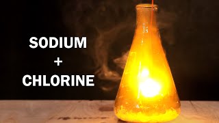 Making table salt using sodium metal and chlorine gas [upl. by Bobine]