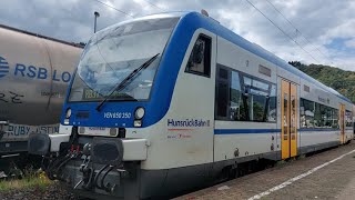 Arrival RB 37 Rhenus Veniro from Emmelshausen at station Boppard Hbf 3072023 [upl. by Lebam]