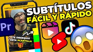 ✅ Crea SUBTÍTULOS para videos en TikTok IG Reels y YT Shorts FÁCIL y RÁPIDO en Premiere Pro ✅ [upl. by Akimyt]