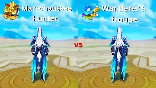 Wanderers troupe VS Marechaussee Hunter Artifact Comparison Genshin Impact [upl. by Adnahsam773]