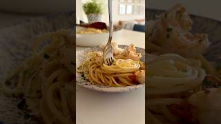 Spaghetti aglio e olio with shrimp easyrecipe shrimppasta dinnerrecipe [upl. by Ellenrad]