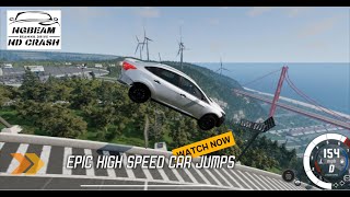 Epic High Speed Car Jumps 2 – BeamNG Drive  NGbeam ND Crash [upl. by Aisyla]