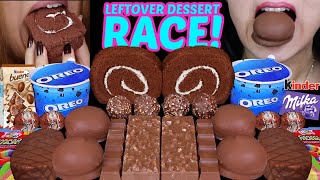 ASMR LEFTOVER DESSERT RACE OREO ICE CREAM CHOCOLATE ROLL CAKE MILKA BIG CHOCOLATE MARSHMALLOWS 먹방 [upl. by Kilan]