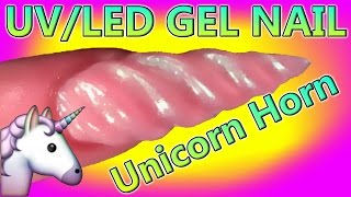 Gel Sculpted Unicorn Horn Nail Deisgn  With Chrome Pigment Powder [upl. by Leona]