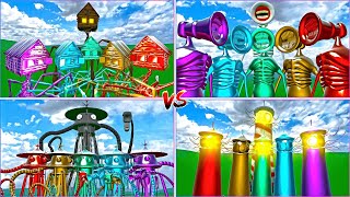 ALL COLOR MONSTER BATTLE House Head VS SIREN HEAD Tripod LightHouse [upl. by Treboh]