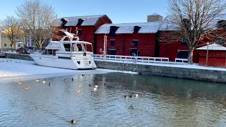 Sweden Small Town Walk Enköping river and town square on a sunny winter day [upl. by Narud]