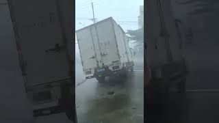 Super Typhoon Yagi causes truck to overturn in Hainan Province [upl. by Chinua]