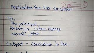 application for fee concession  write an application for free concession [upl. by Hughett]