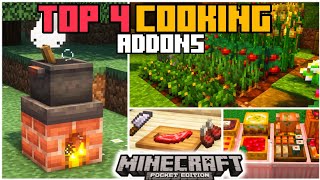 🎖️TOP 4 BEST COOKING🍅 ADDON for BEDROCK  MINECRAFT PE 120 addons [upl. by Nahc]