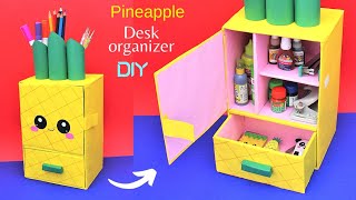 DIY Desk Organizer How to make Space Saving Cute 🍍 Pineapple Desk Organizer Best out of Waste [upl. by Anade87]