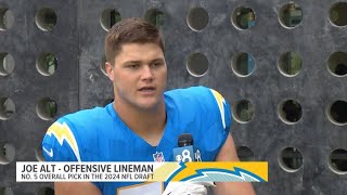 Chargers top draft pick offensive lineman Joe Alt talks about his upcoming first NFL season [upl. by Oringa]