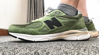 2024 New Balance 990v3 MiUSA JJJJound Olive Sneaker HD On Feet [upl. by Laraine56]