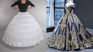 How to make a HOOP SKIRT for BALL GOWN  PETTICOAT for WEDDING GOWN [upl. by Leakim]