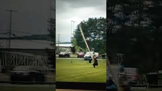 Strong toss of caber toss at Highland games [upl. by Lorette333]