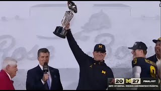 Rose Bowl trophy presentation after Michigan wins in overtime [upl. by Sirad]