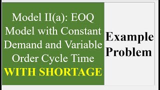 15 Model II a EOQ Model with Shortage Example Problem [upl. by Leicester]