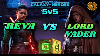 5v5 R9 LORD VADER COUNTER wREVA SQUAD  DATACRON amp MODS  SWGOH Grand Arena [upl. by Beisel991]