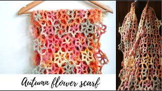 How to crochet an easy flower motif scarf  easy crochet flower scarf  beginner friendly shawl [upl. by Maya446]