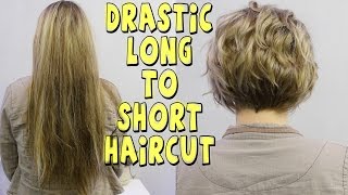 Quarantine Help DRASTIC LONG TO SHORT WOMENS HAIRCUT [upl. by Kalikow]