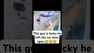 This guy is lucky he left the car door openfunny video [upl. by Licec593]