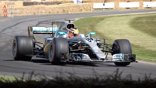 Mercedes AMG F1 W08 EQ Power w Valtteri Bottas doing DONUTS amp BURNOUT at Goodwood FOS [upl. by Rohclem857]