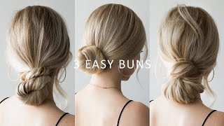 HOW TO 3 EASY Low Bun Hairstyles 💕 Perfect for Prom Weddings Work [upl. by Illoh]