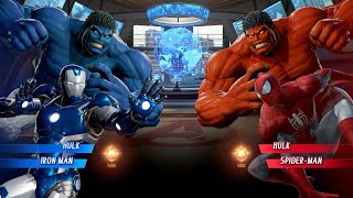 Blue Hulk amp Blue Iron Man VS Red Hulk amp Red Spider Man  Marvel vs Capcom Infinite [upl. by Edorej685]