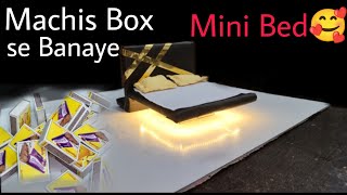 Matchbox bed making How to make mini bed at Home from Matchbox [upl. by Holihs]