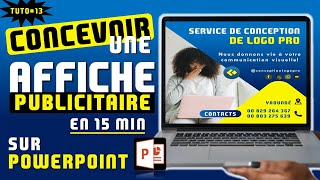 COMMENT CRÉER💡 UNE AFFICHE PUBLICITAIRE AVEC POWERPOINT – TUTORIEL 13 [upl. by Elbys]