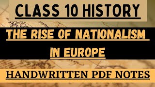 The Rise of Nationalism in Europe Class 10 History Notes PDF l NCERT Class 10 history best notes PDF [upl. by Coucher]