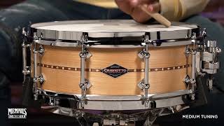 Craviotto 14x5 Custom Shop Maple Snare Drum with Walnut Inlay CRCUS1450MWI [upl. by Aneeram]