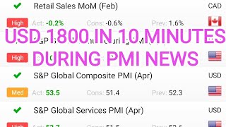 GOLD DURING PMI NEWS MADE USD1800 IN 10 MINUTES [upl. by Eenattirb313]