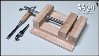 wooden drill press vise  giving a new life to scrap wood woodworking [upl. by Ellehcrad]