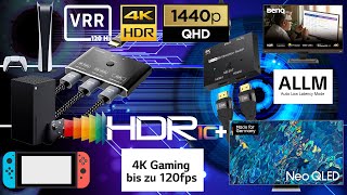 4k120Hz HDMI 21 Splitter für PS5 und X Box Series X Mit VRR ALLM HDR [upl. by Gustie]