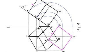 Dibujo de un hexaedro regular apoyado sobre un plano proyectante vertical dado lado AB sobre plano [upl. by Claudell]