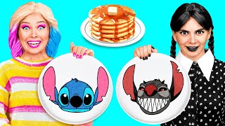 Pancake Art Challenge with Wednesday Addams  Funny Challenges by TeenTeam [upl. by Nate]