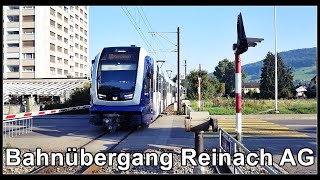 Narrow Gauge Railway Crossing Switzerland  Bahnübergang bei Reinach AG Aargau Schweiz [upl. by Melisande669]