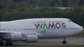 WAMOS Boeing 747400 Take off from Dusseldorf Airport [upl. by Ecerahs]