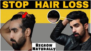 7 Ways to STOP HAIR FALL NATURALLY REGROW Hair Hair fall Hair thinning Receding hairline [upl. by Frieda]