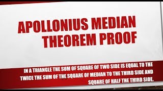 Apollonius Median Theorem proof  Geometry  Kamaldheeriya [upl. by Eirrok]