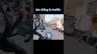 My eyes in traffic trending traffic rider riding bikeride royalenfield hunter350 [upl. by Neerac829]