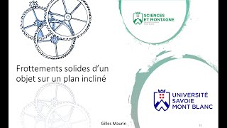 Frottements solides  glissement sur un plan incliné Cours [upl. by Yretsym]